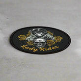 Lady Rider Skull & Gold Roses Printed Motorcycle Patch